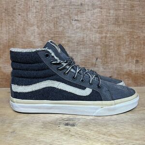Vans SK8-Hi Gray Cream Sherpa Lined Shoes Sneakers 721277 Women Size 8.5